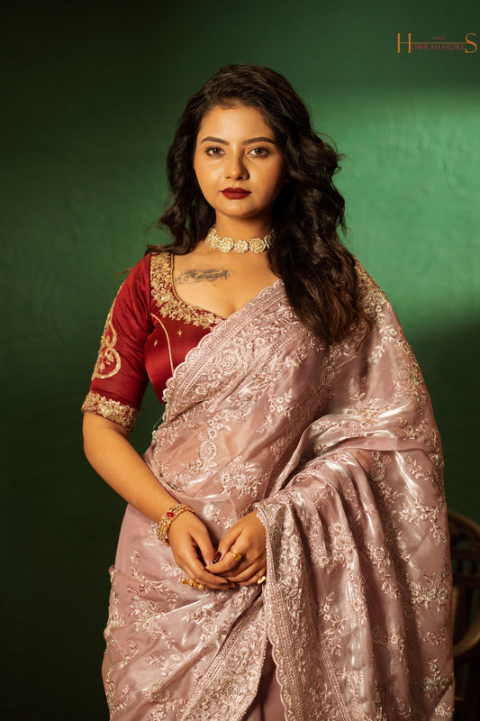 Designer Satin Silk Saree – Luxe & Elegant