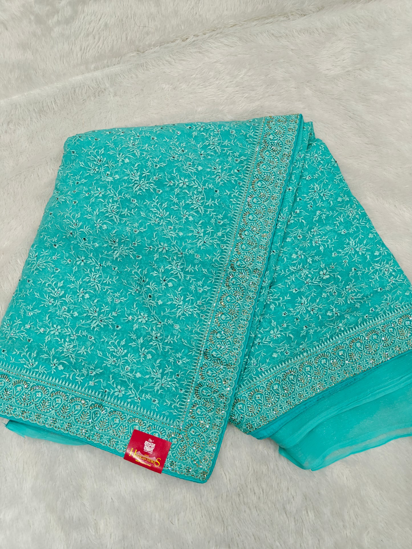 Kashmiri Work on Shimmer Organza – Regal & Radiant