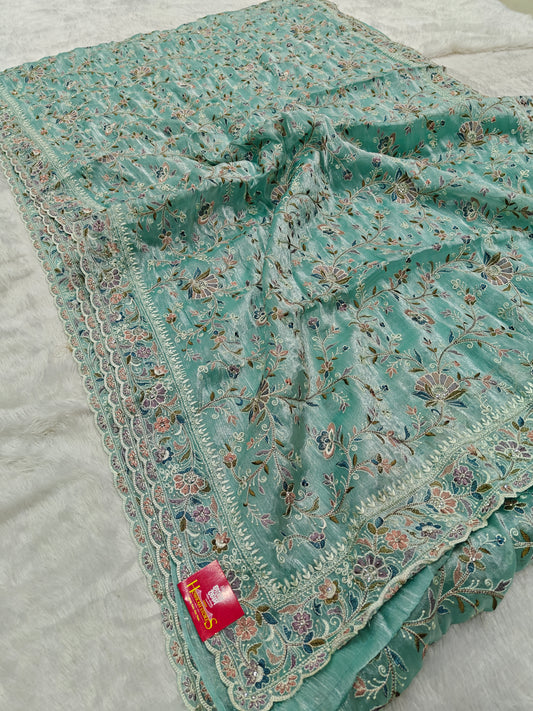 Meenakari Tissue Designer Saree – Shine with Tradition