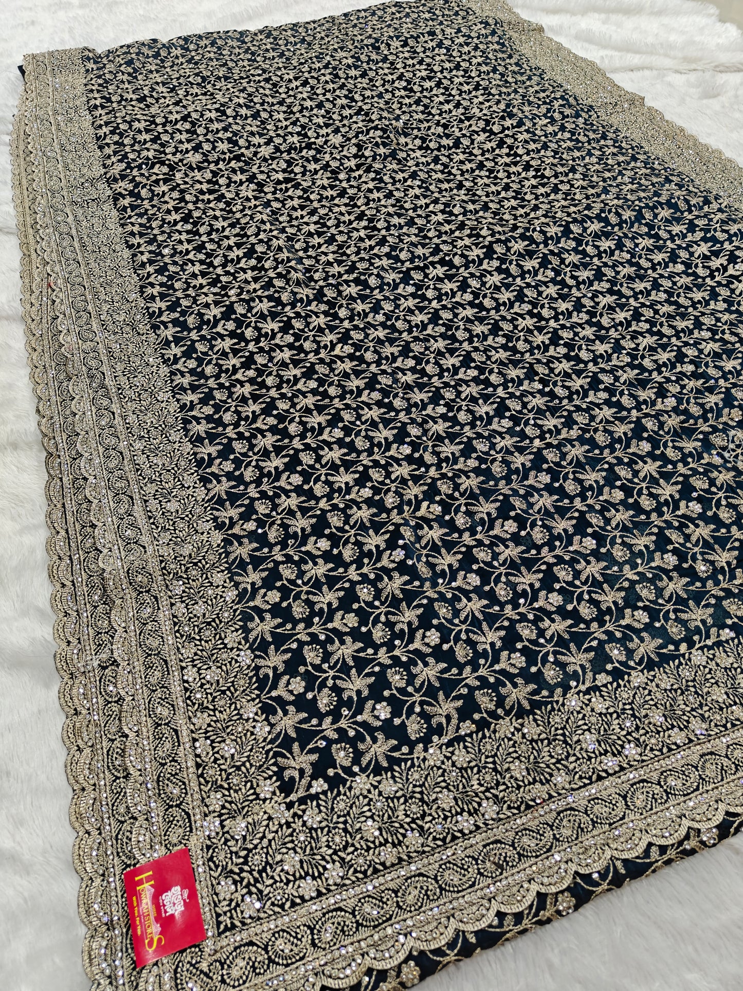 Shine Bright in Satin Georgette with Zircon Jaal Embellishments