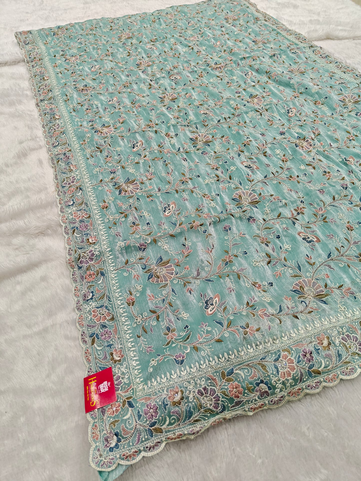 Meenakari Tissue Designer Saree – Shine with Tradition