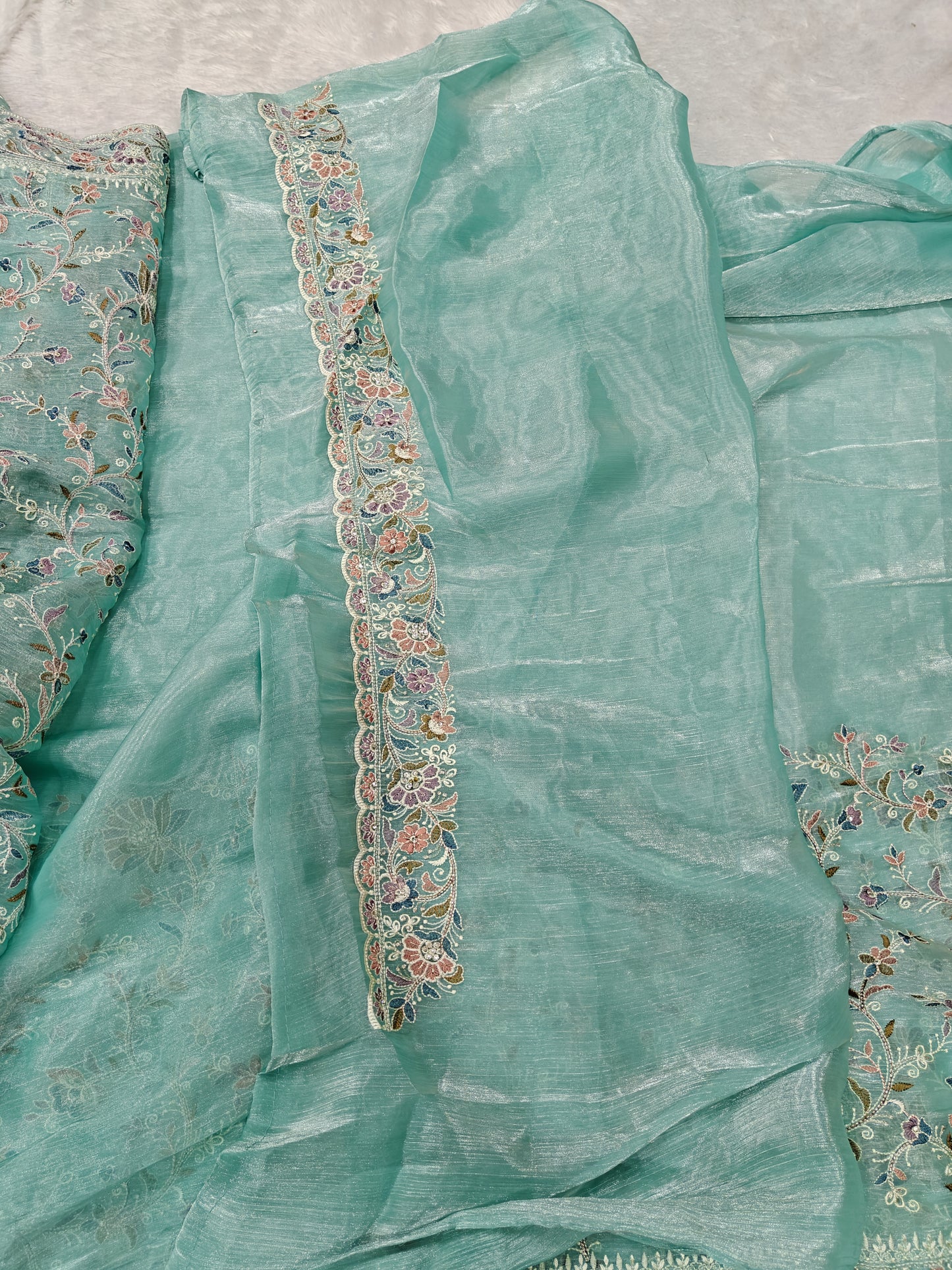 Meenakari Tissue Designer Saree – Shine with Tradition