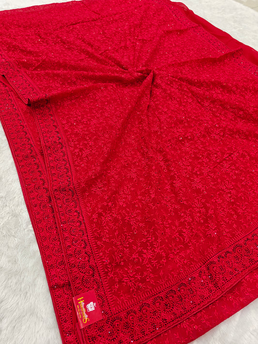 Elegance in Every Thread – Kashmiri Work on Shimmer Organza