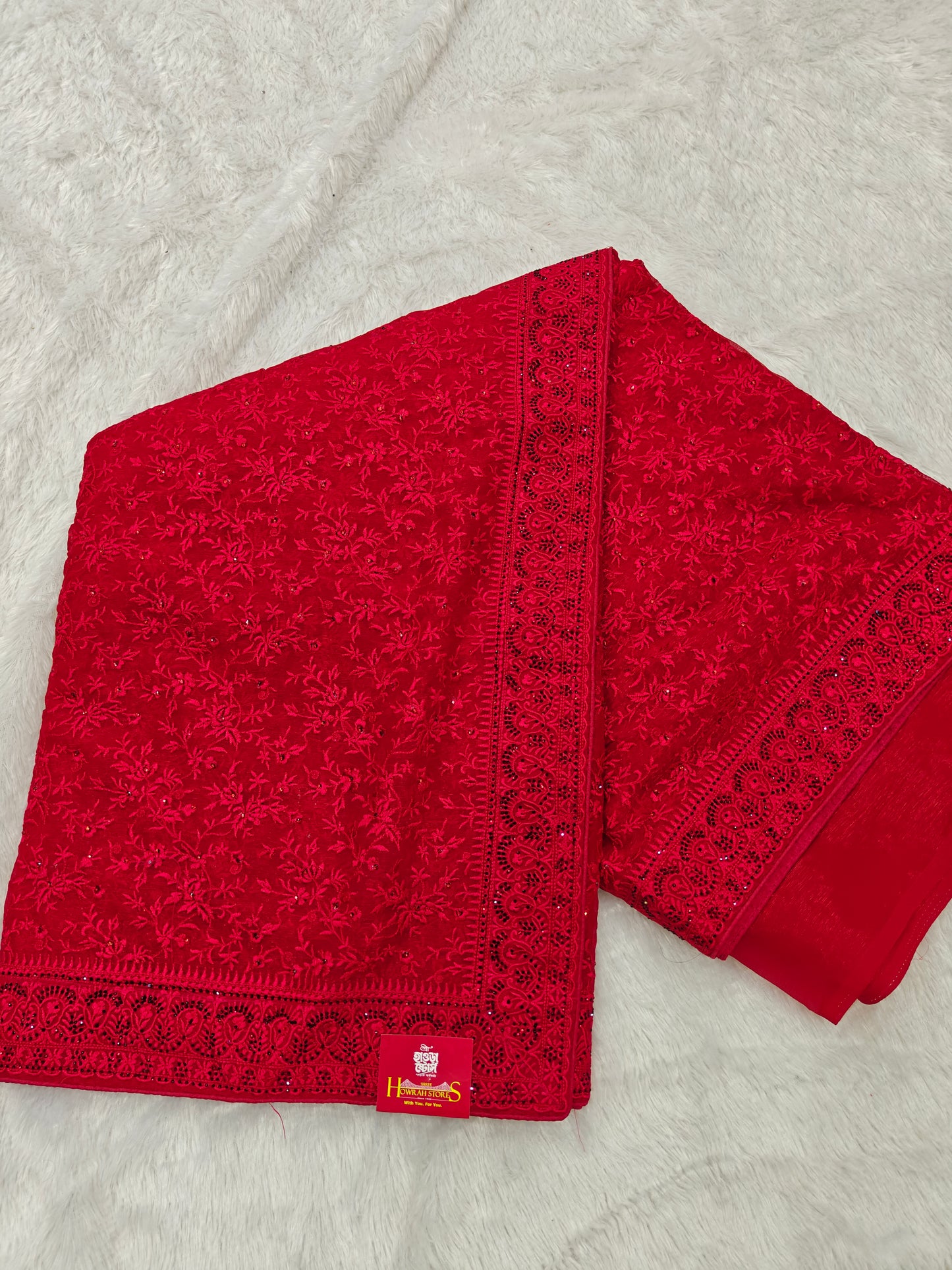 Elegance in Every Thread – Kashmiri Work on Shimmer Organza