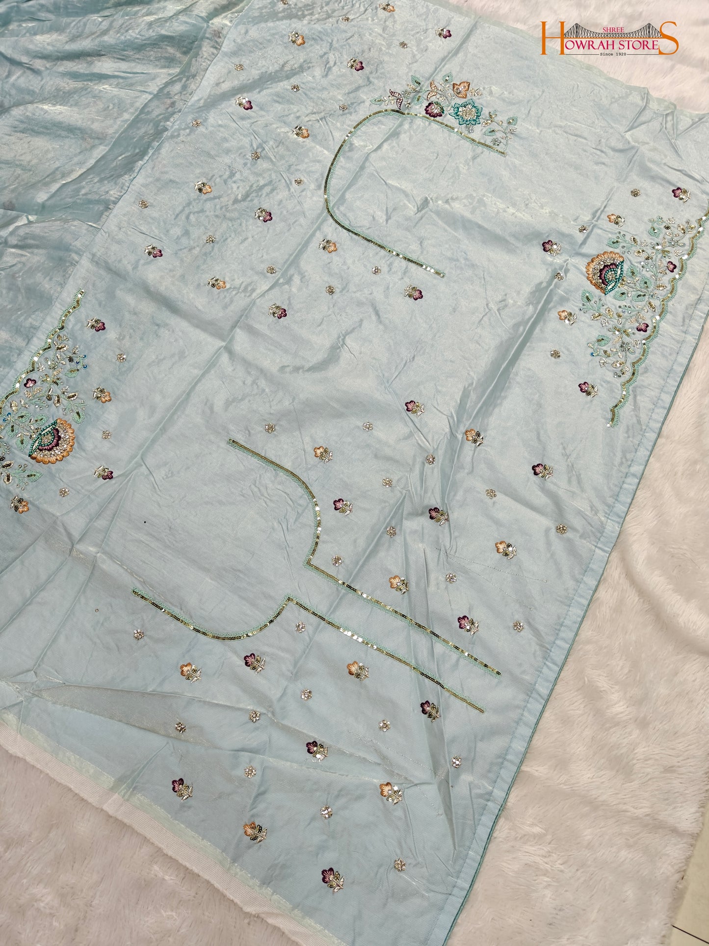 Tissue Organza Saree with Hand Embroidery