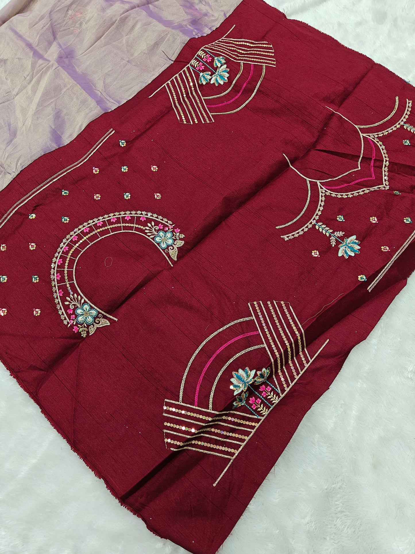 Tissue Organza Saree with Hand Embroidery