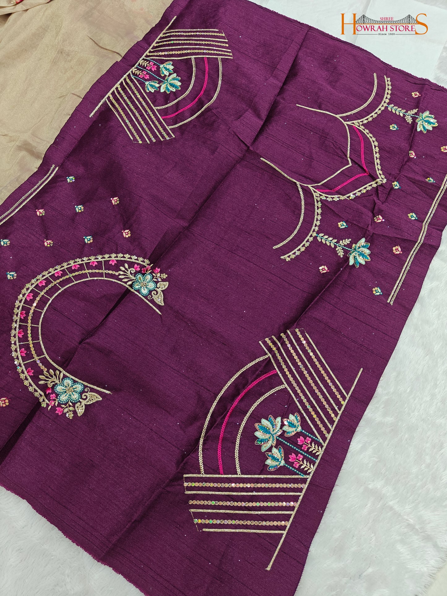 Tissue Organza Saree with Hand Embroidery