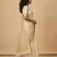 Dhakai Jamdani Saree with Bomkai-Style Border in Cream Gold