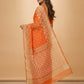 Dhakai Jamdani Saree with Bomkai-Style Border in Orange