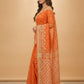 Dhakai Jamdani Saree with Bomkai-Style Border in Orange