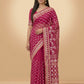 Dhakai Jamdani Saree with Bomkai-Style Border in Rani Pink