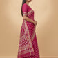 Dhakai Jamdani Saree with Bomkai-Style Border in Rani Pink
