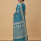 Dhakai Jamdani Saree with Bomkai-Style Border in Teal Blue