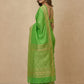 Traditional Dhakai Jamdani Saree in Parrot Green