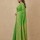 Traditional Dhakai Jamdani Saree in Parrot Green