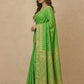 Traditional Dhakai Jamdani Saree in Parrot Green