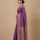Traditional Dhakai Jamdani Saree in Purple Violet