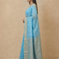 Traditional Dhakai Jamdani Saree in Sky Blue