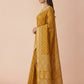 Hand Block Print Chanderi Cotton Silk Saree in Mustard