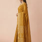 Hand Block Print Chanderi Cotton Silk Saree in Mustard