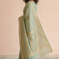 Hand Block Print Chanderi Cotton Silk Saree in Sage