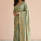 Hand Block Print Chanderi Cotton Silk Saree in Sage