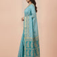 Hand Block Print Chanderi Cotton Silk Saree in Sky Blue