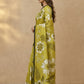Hand Batik Chanderi Cotton Silk Saree in Lime