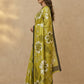Hand Batik Chanderi Cotton Silk Saree in Lime