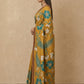 Hand Batik Chanderi Cotton Silk Saree in Mustard Teal