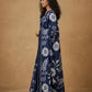Hand Batik Chanderi Cotton Silk Saree in Navy White