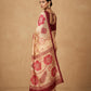 Hand Batik Chanderi Cotton Silk Saree in Red Cream