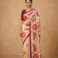 Hand Batik Chanderi Cotton Silk Saree in Red Cream
