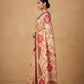 Hand Batik Chanderi Cotton Silk Saree in Red Cream