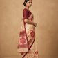 Hand Batik Chanderi Cotton Silk Saree in Red Cream