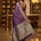 Aubergine Khaddi Crepe Silk Banarasi-Style Saree with Contrast Zari Pallu