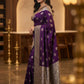 Aubergine Khaddi Crepe Silk Banarasi-Style Saree with Contrast Zari Pallu