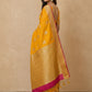 Peacock Paithani Butta Khaddi Crepe Silk Saree with Contrast Zari Border in Marigold