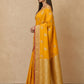 Peacock Paithani Butta Khaddi Crepe Silk Saree with Contrast Zari Border in Marigold