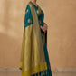 Peacock Paithani Butta Khaddi Crepe Silk Saree with Contrast Zari Border in Teal
