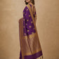 Peacock Paithani Butta Khaddi Crepe Silk Saree with Contrast Zari Border in Violet