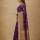 Peacock Paithani Butta Khaddi Crepe Silk Saree with Contrast Zari Border in Violet