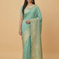 Water Zari Butta Khaddi Crepe Silk Saree with Rich Zari Pallu in Mint