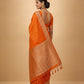 Water Zari Butta Khaddi Crepe Silk Saree with Rich Zari Pallu in Orange