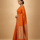 Water Zari Butta Khaddi Crepe Silk Saree with Rich Zari Pallu in Orange