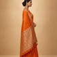Water Zari Butta Khaddi Crepe Silk Saree with Rich Zari Pallu in Orange