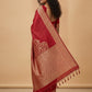 Water Zari Butta Khaddi Crepe Silk Saree with Rich Zari Pallu in Red