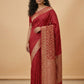 Water Zari Butta Khaddi Crepe Silk Saree with Rich Zari Pallu in Red