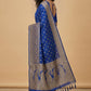 Water Zari Butta Khaddi Crepe Silk Saree with Rich Zari Pallu in Royal Blue