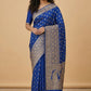 Water Zari Butta Khaddi Crepe Silk Saree with Rich Zari Pallu in Royal Blue